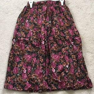 Vintage A-line Floral Black and Pink Women's Skirt